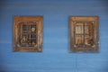 Close up shot of old wooden hut window.Vlkolinec,traditional settlement village in the mountains. Royalty Free Stock Photo