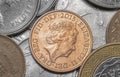 One penny coin with queen Elizabeth head Royalty Free Stock Photo