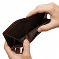 Empty Brown Leather Wallet Held Open by Two Hands Royalty Free Stock Photo