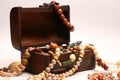 Close Up Shot of Open Wooden Box with Joyful Colors Of Jewellery Beads