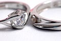 Close up shot of pair engagement /  mariage rings isolated Royalty Free Stock Photo