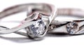 Close up shot of pair engagement / mariage rings isolated