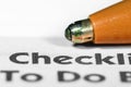 Pen tip and checklist document text