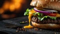 Close-up shot of a perfectly grilled burger patty