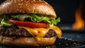 Close-up shot of a perfectly grilled burger patty