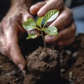 hands holding seed tree for planting Royalty Free Stock Photo