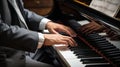 Close-up shot of pianist\'s playing a grand piano