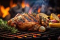 close-up shot of a piece of chicken being cooked on the grill