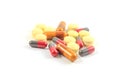 Close up shot of pile of assorted pills, tablets and drugs Royalty Free Stock Photo