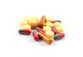 Close up shot of pile of assorted pills, tablets and drugs Royalty Free Stock Photo