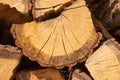 Close up shot of pile of firewood stacked together Royalty Free Stock Photo