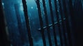 Close-Up Shot of Prison Bars with Dark Lighting and Dramatic Shadows Emphasizing Confinement Royalty Free Stock Photo