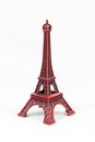 Red Eiffel Tower model, isolated on white background Royalty Free Stock Photo