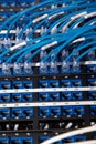 Close up shot of router cables in a data centre cabinet Royalty Free Stock Photo