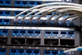 Close up shot of router cables in a data centre cabinet Royalty Free Stock Photo