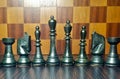 A group shot of the Royal Black Chessmen Royalty Free Stock Photo