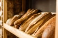 close-up shot of rural bread on shelf