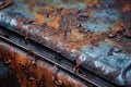 close-up shot of rusting metal surface on an old car