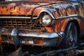 close-up shot of rusting metal surface on an old car