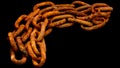 Close up shot of rusty chain isolated on black Royalty Free Stock Photo