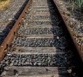 The rusty rails of a railway Royalty Free Stock Photo