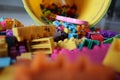 A close-up shot of scattered legos Royalty Free Stock Photo