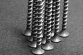 Close up shot of screws set up up side down Royalty Free Stock Photo