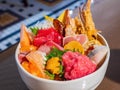 Close up shot of Seafood Chirashi bowl Royalty Free Stock Photo