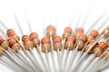 Close up shot of several resistors on white background