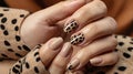 Elegant Leopard Print Nail Art Royalty Free Stock Photo