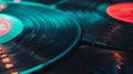 Close Up of Record Player Turntables. Generative AI