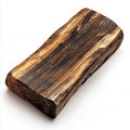 Close up of a rectangular piece of wood with dark and light graining Royalty Free Stock Photo