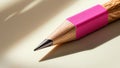 Close-up of a Sharpened Pencil with Pink Grip on a Cream Colored Surface Royalty Free Stock Photo