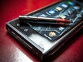 Smartphone stylus touch screen tablet closeup