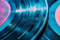 Close Up of Two Blue and Pink Vinyl Records. Generative AI Royalty Free Stock Photo