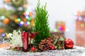 Nearby stands a Christmas reed referring to the ongoing Christmas season. In the background is a blurred background with Royalty Free Stock Photo