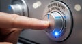 Finger adjusting a dial on a control panel with service level settings Royalty Free Stock Photo