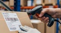 Logistics Worker Scanning Shipping Label Royalty Free Stock Photo