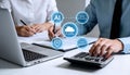 AI enhances cloud computing by optimizing service, cloud, and network integration for efficient digital operations Vouch Royalty Free Stock Photo