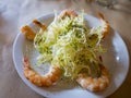 Close up shot of shrimp and cabbage dish Royalty Free Stock Photo