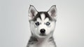 Close-up Shot Of Siberian Husky Puppy With White Background