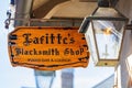 Close up shot of the sign of the historical Lafitte`s Blacksmith Shop Bar at French Quarter