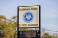 Close up shot of the sign of Louisiana State Exhibit Museum