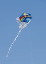 Rainbow Patterned Kite Flying In The Air Royalty Free Stock Photo