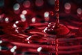 A close-up shot of a single red liquid drop Royalty Free Stock Photo