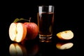 Close-up shot sliced red apple with juice Royalty Free Stock Photo