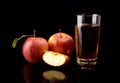 Close-up shot sliced red apple with juice Royalty Free Stock Photo