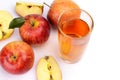 Close-up shot sliced red apple with juice view from top Royalty Free Stock Photo