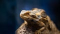 Close up shot of a small agama lizard in a terrarium on a blurry background Royalty Free Stock Photo