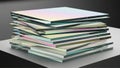 Close-up shot of a small stack of iridescent dichroic glass plates Royalty Free Stock Photo